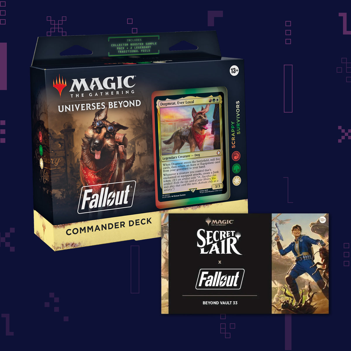 Magic: The Gathering - Universes Beyond: Fallout - Commander Deck - Scrappy Surivors + Secret Lair x Fallout®: Beyond Vault 33 Bundle