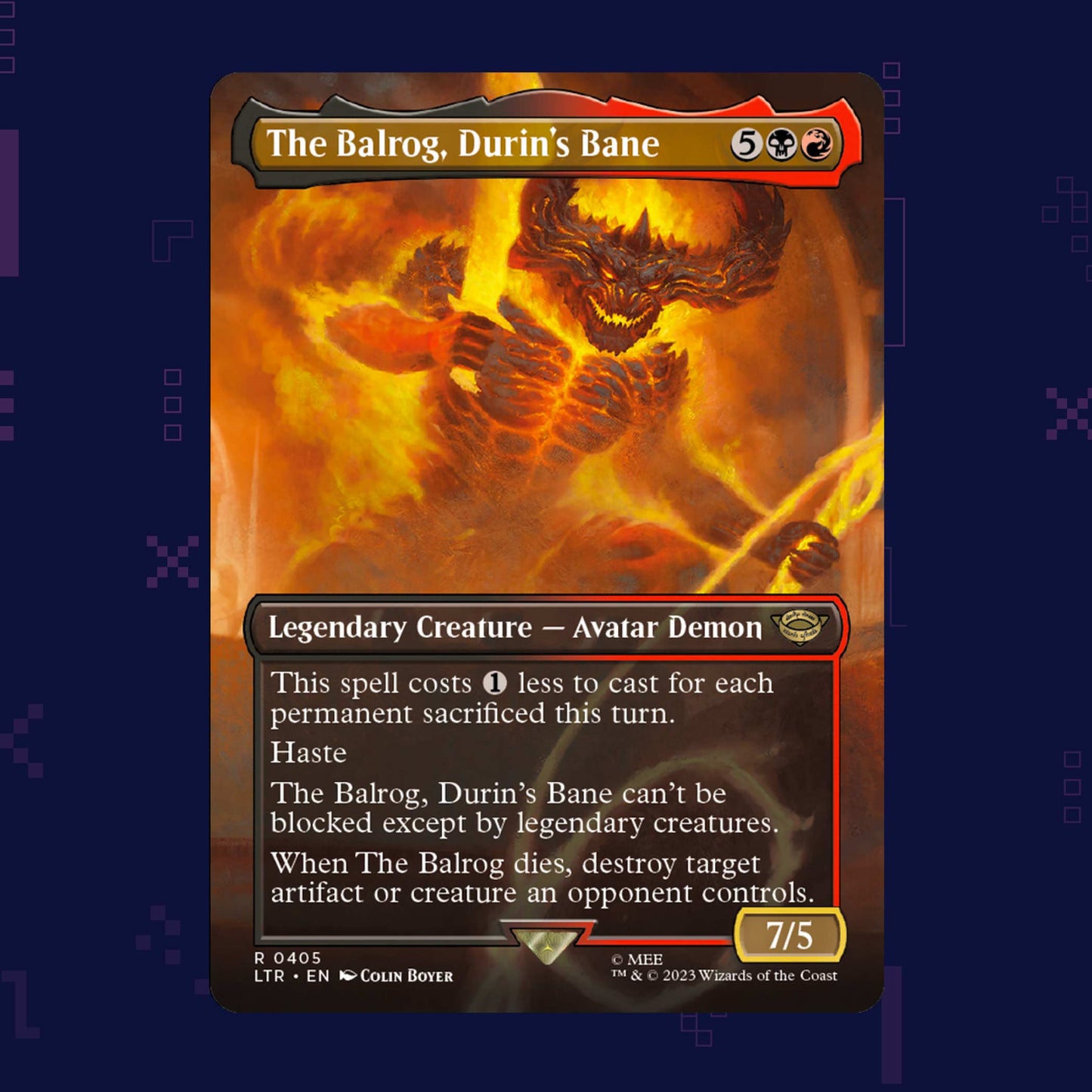 Magic the Gathering - The Balrog, Durin's Bane R 0405 LTR - Borderless Non Foil